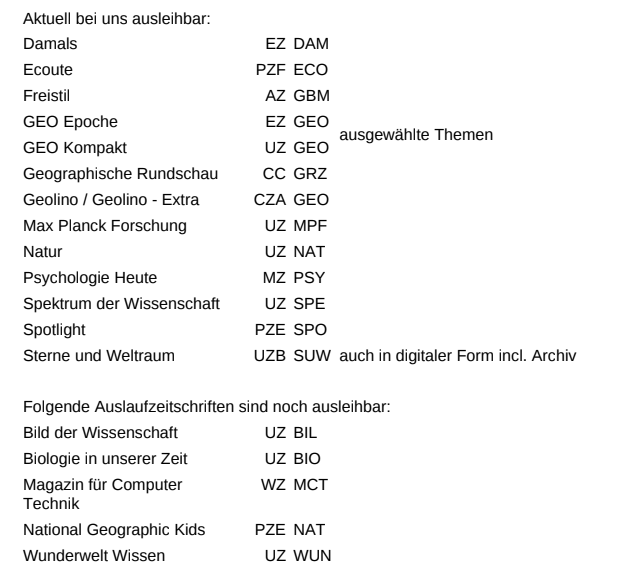 Zeitschriften Angebot